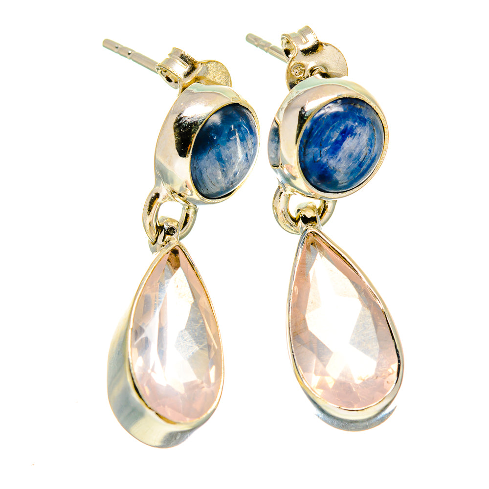 Rose Quartz, Kyanite Earrings handcrafted by Ana Silver Co - EARR416362