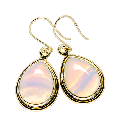 Sterling silver teardrop drop earrings with blue lace agate stones