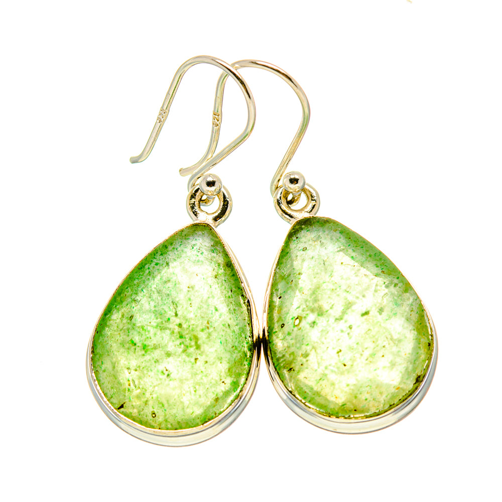 Teardrop emerald earrings, green gemstone drops with sterling silver fishhook setting