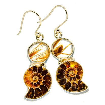 Ammonite Fossil Earrings handcrafted by Ana Silver Co - EARR416389