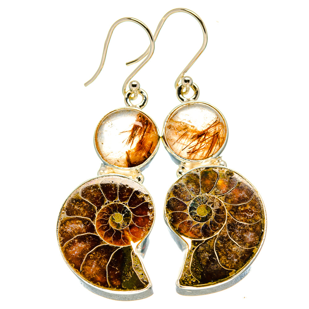 Ammonite Fossil Earrings handcrafted by Ana Silver Co - EARR416394