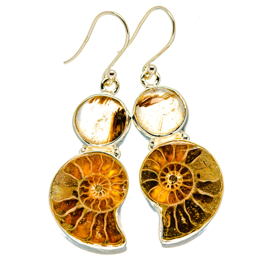 Ammonite Fossil Earrings handcrafted by Ana Silver Co - EARR416400