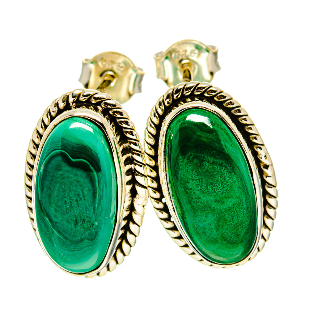 Malachite Earrings handcrafted by Ana Silver Co - EARR416427