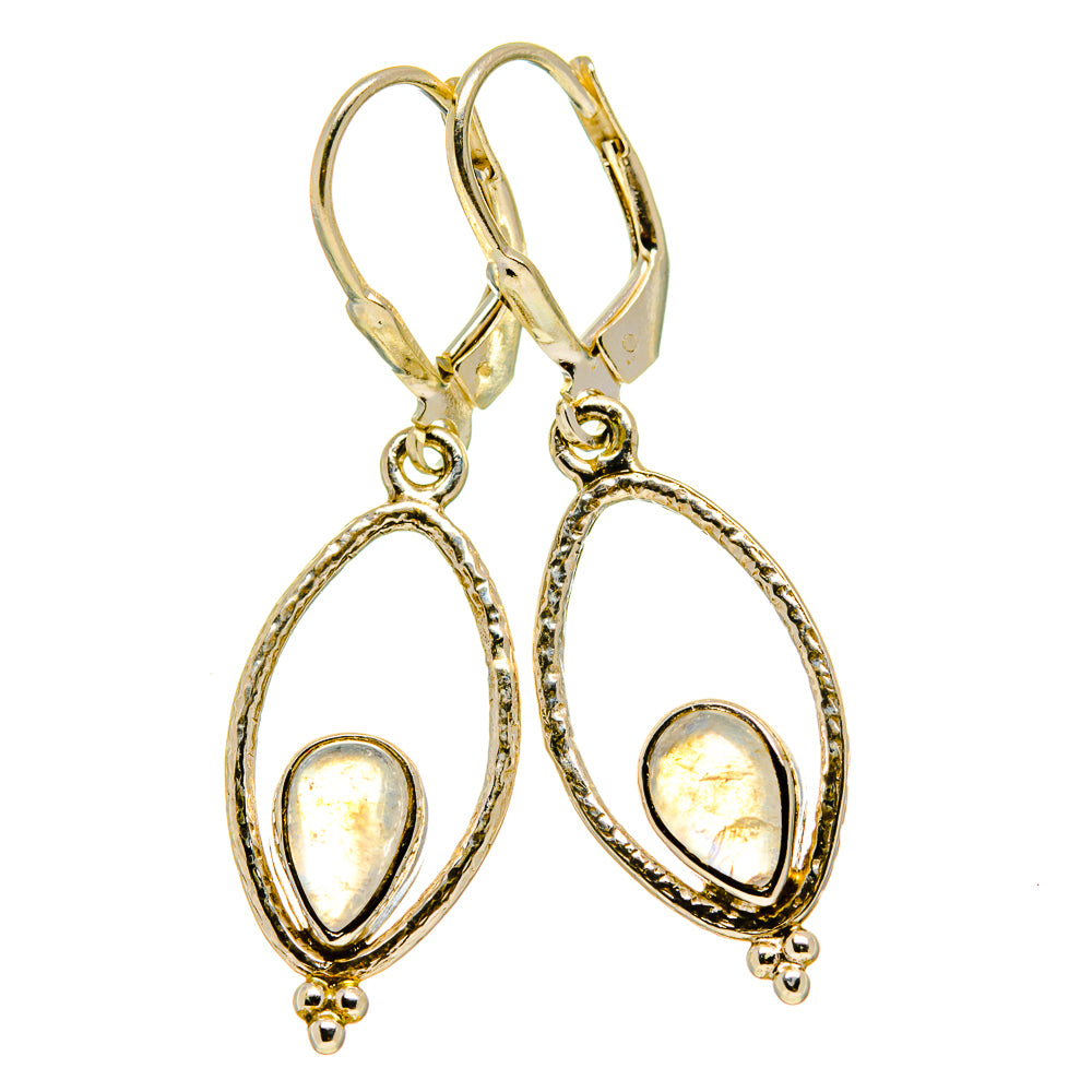 Rainbow Moonstone Earrings handcrafted by Ana Silver Co - EARR416455
