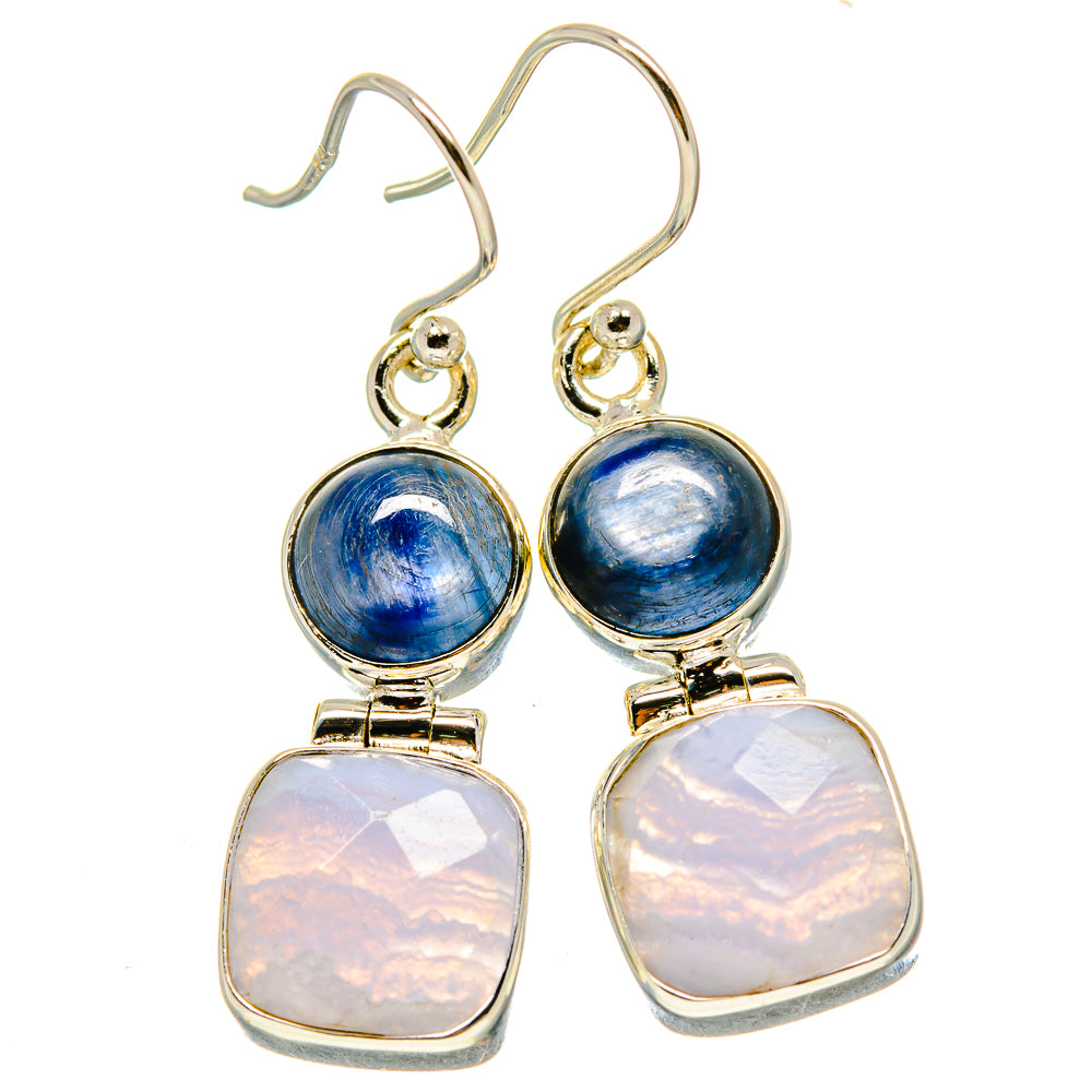 Blue Lace Agate Earrings handcrafted by Ana Silver Co - EARR416502