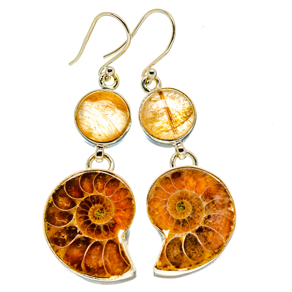 Ammonite Fossil Earrings handcrafted by Ana Silver Co - EARR416510