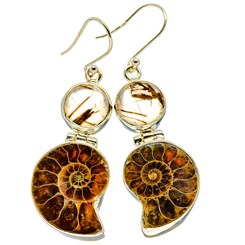 Ammonite Fossil Earrings handcrafted by Ana Silver Co - EARR416516