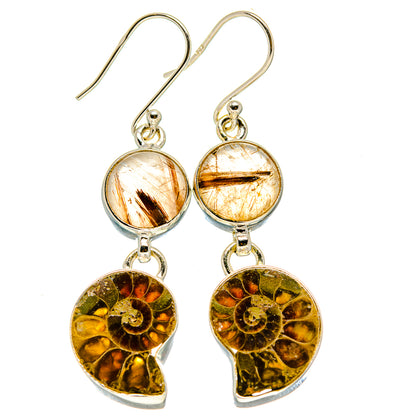 Ammonite Fossil Earrings handcrafted by Ana Silver Co - EARR416523