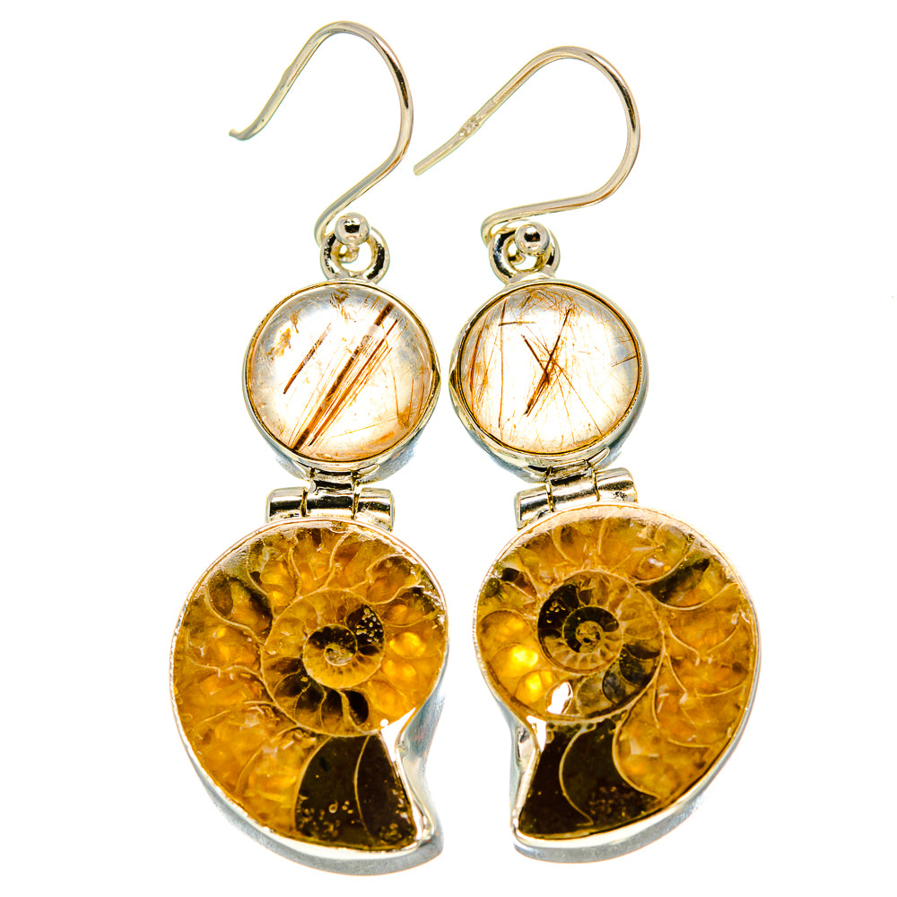 Ammonite Fossil Earrings handcrafted by Ana Silver Co - EARR416527