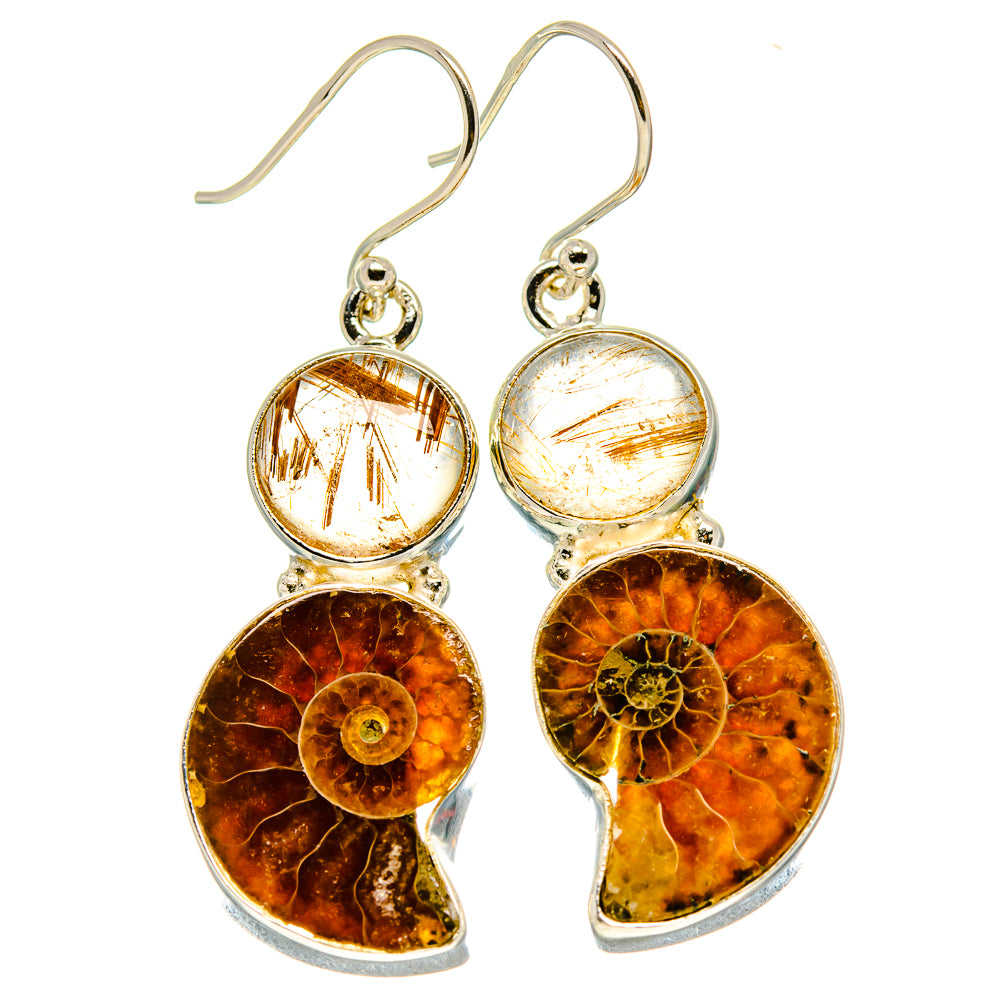 Ammonite Fossil Earrings handcrafted by Ana Silver Co - EARR416531