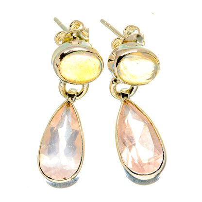 Rose Quartz Earrings handcrafted by Ana Silver Co - EARR416541