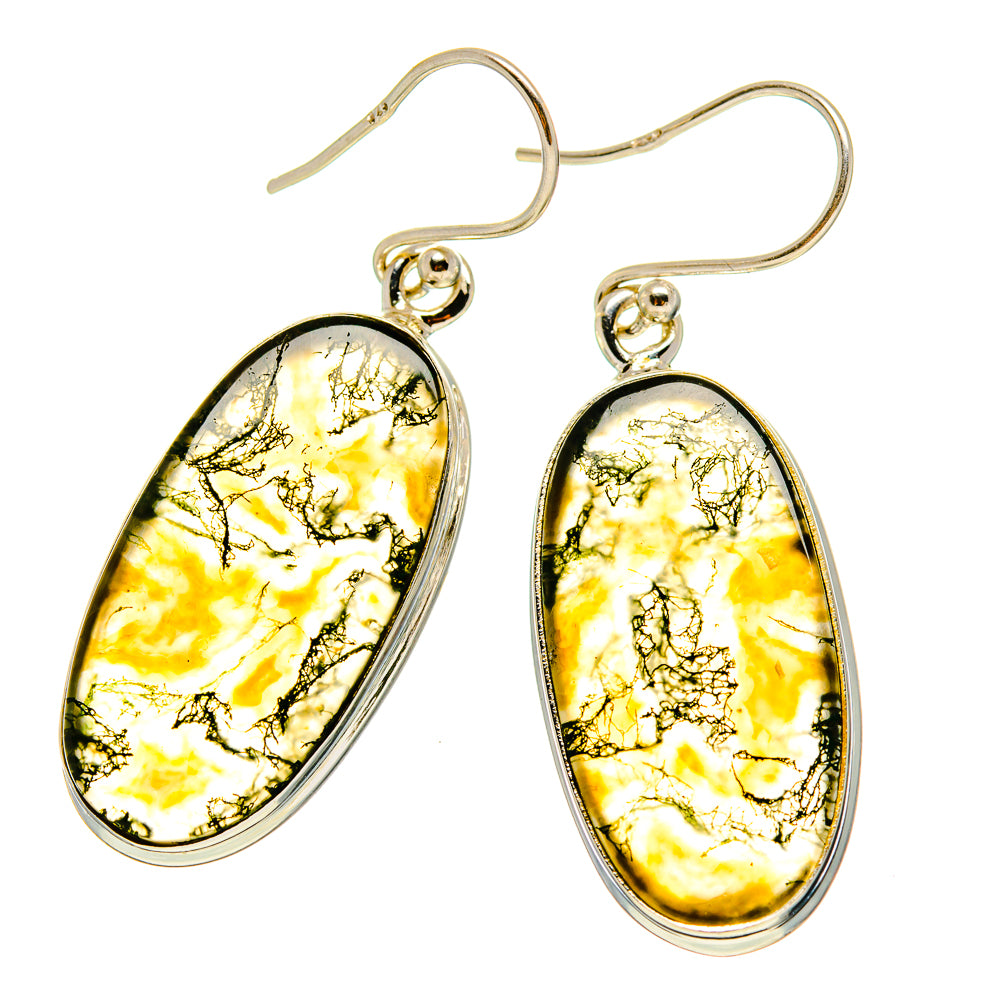 Green Moss Agate Earrings handcrafted by Ana Silver Co - EARR416570