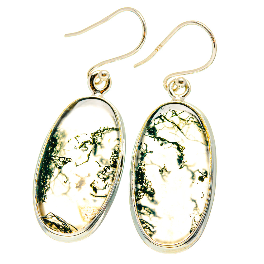 Green Moss Agate Earrings handcrafted by Ana Silver Co - EARR416614