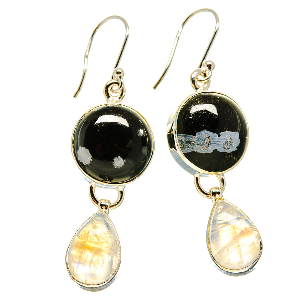 Snowflake Obsidian Earrings handcrafted by Ana Silver Co - EARR416619