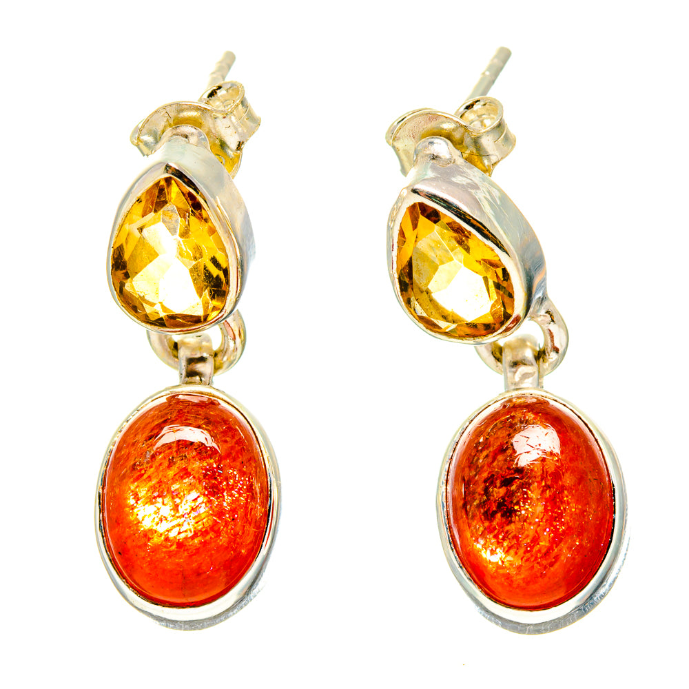 Sunstone Earrings handcrafted by Ana Silver Co - EARR416624