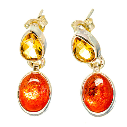 Sunstone Earrings handcrafted by Ana Silver Co - EARR416624