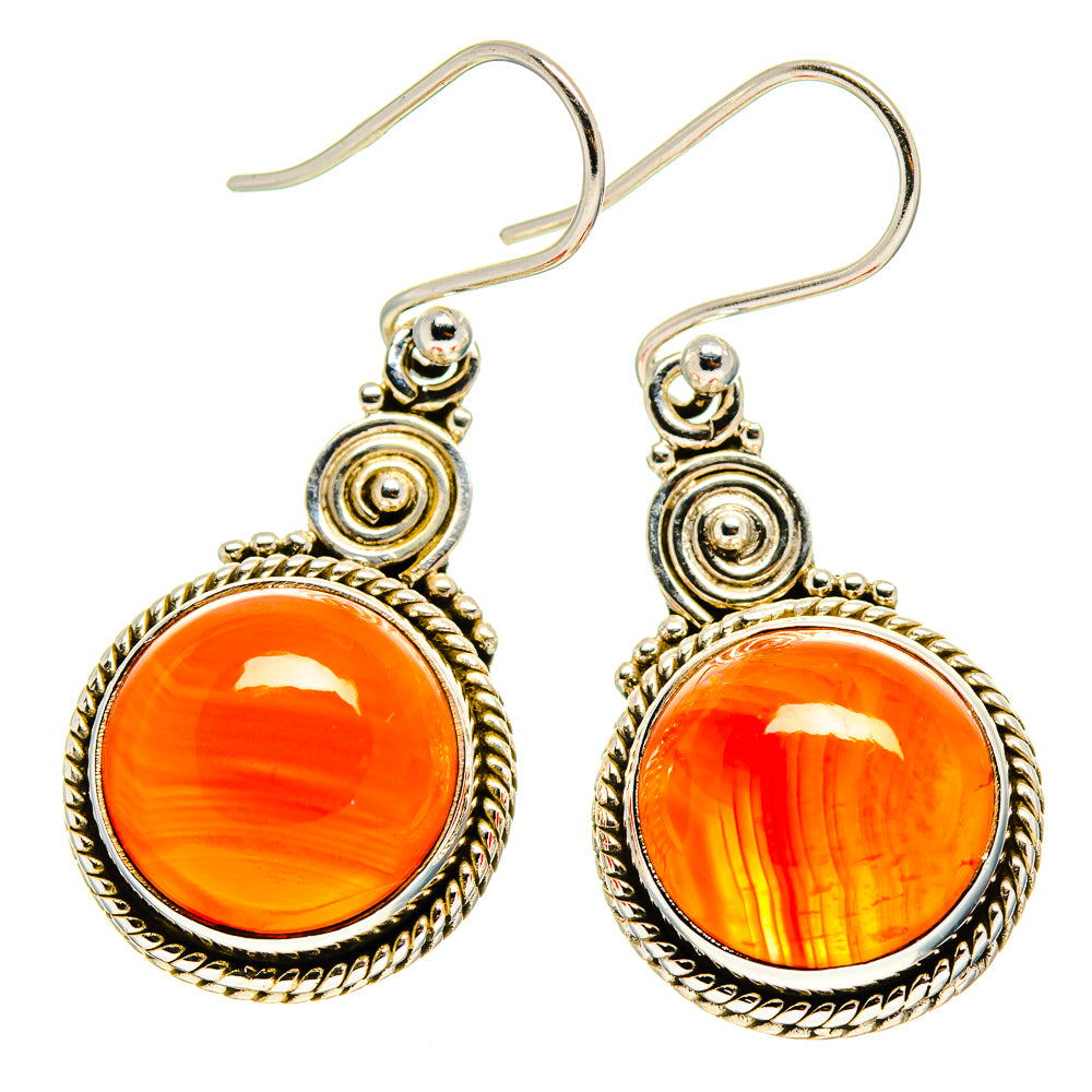 Orange Botswana Agate Earrings handcrafted by Ana Silver Co - EARR416664