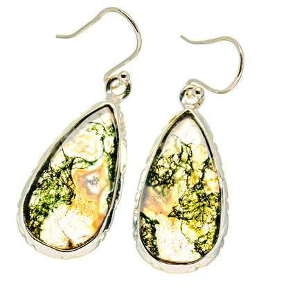 Green Moss Agate Earrings handcrafted by Ana Silver Co - EARR416666