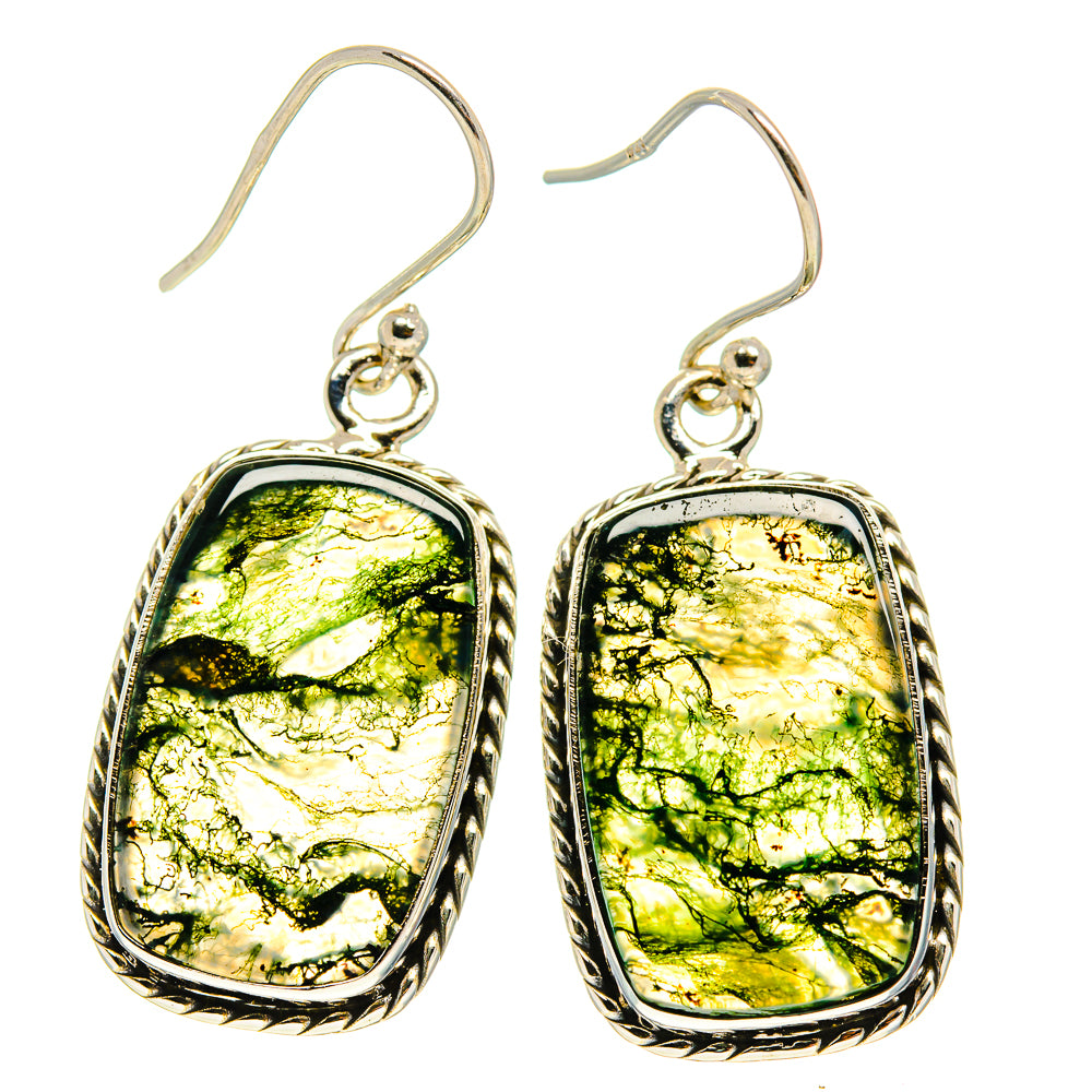 Green Moss Agate Earrings handcrafted by Ana Silver Co - EARR416693