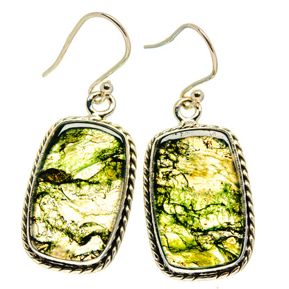 Green Moss Agate Earrings handcrafted by Ana Silver Co - EARR416693