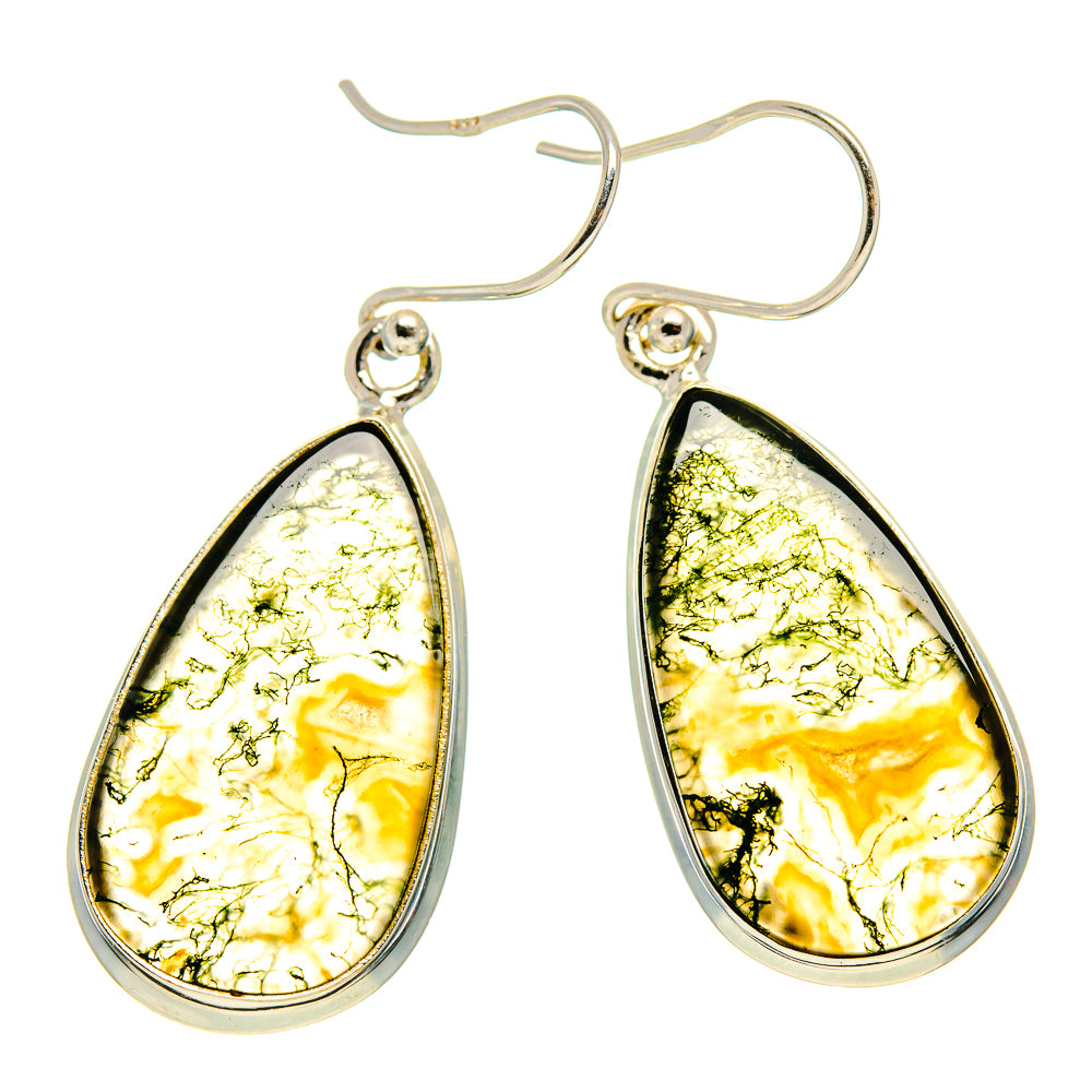 Green Moss Agate Earrings handcrafted by Ana Silver Co - EARR416698