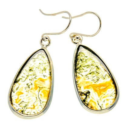 Green Moss Agate Earrings handcrafted by Ana Silver Co - EARR416698