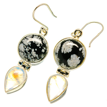 Snowflake Obsidian Earrings handcrafted by Ana Silver Co - EARR416718