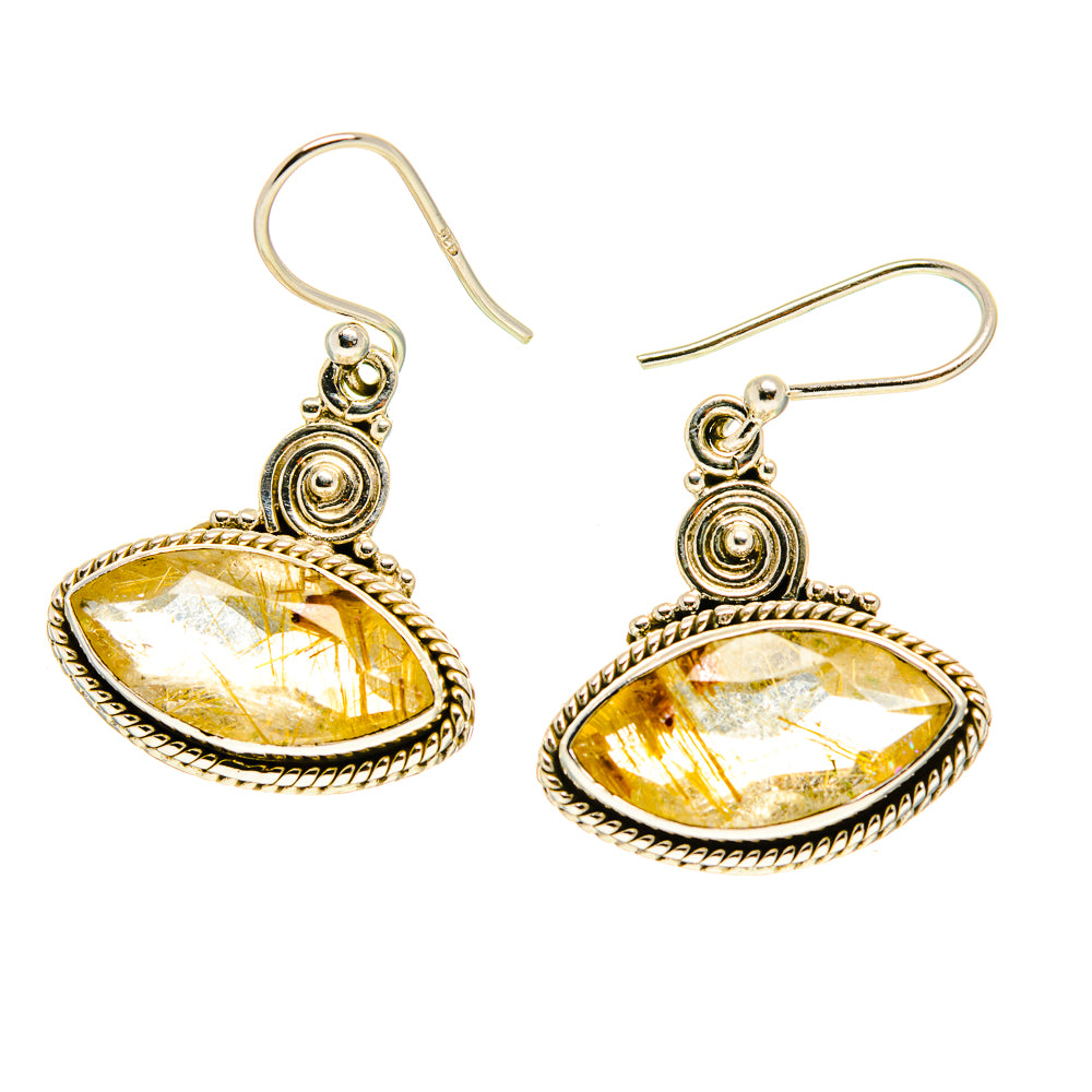 Rutilated Quartz Earrings handcrafted by Ana Silver Co - EARR416760