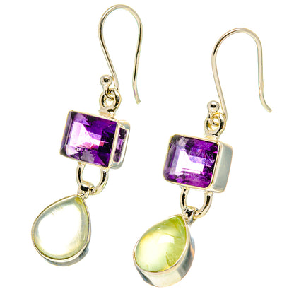 Prehnite, Amethyst Earrings handcrafted by Ana Silver Co - EARR416847