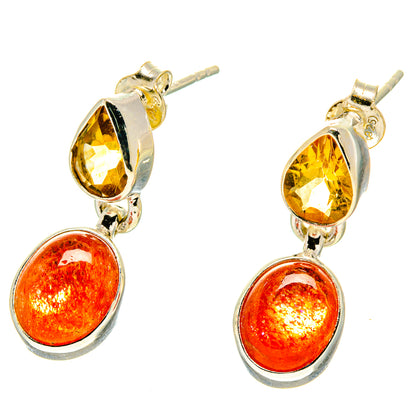 Sunstone, Citrine Earrings handcrafted by Ana Silver Co - EARR416856