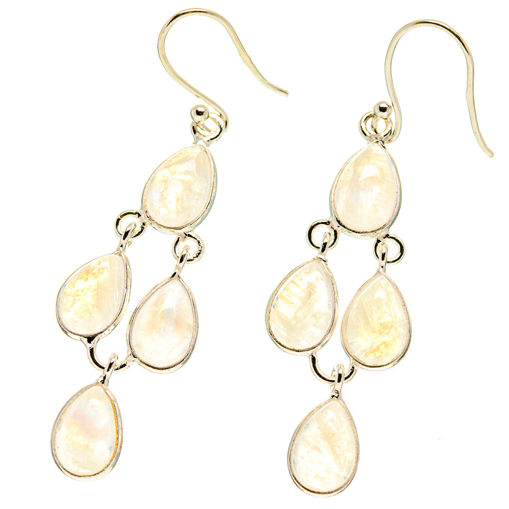 Rainbow Moonstone Earrings handcrafted by Ana Silver Co - EARR416876