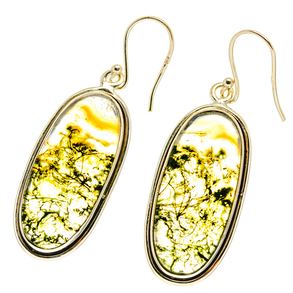 Green Moss Agate Earrings handcrafted by Ana Silver Co - EARR416894