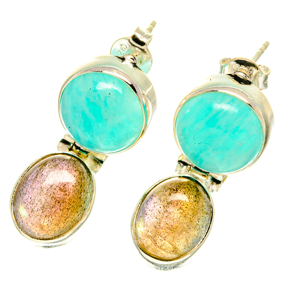 Peruvian Amazonite Earrings handcrafted by Ana Silver Co - EARR416898