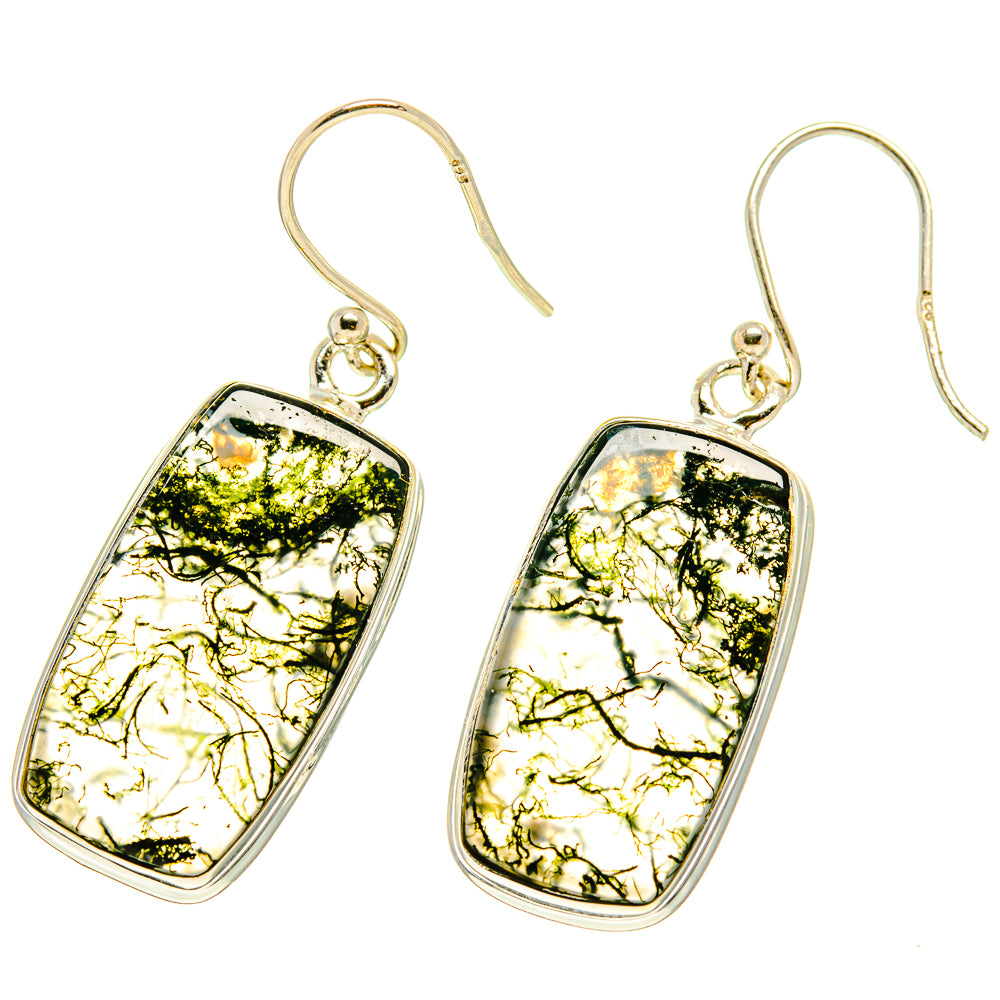 Green Moss Agate Earrings handcrafted by Ana Silver Co - EARR416903