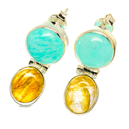 Peruvian Amazonite Earrings handcrafted by Ana Silver Co - EARR416915