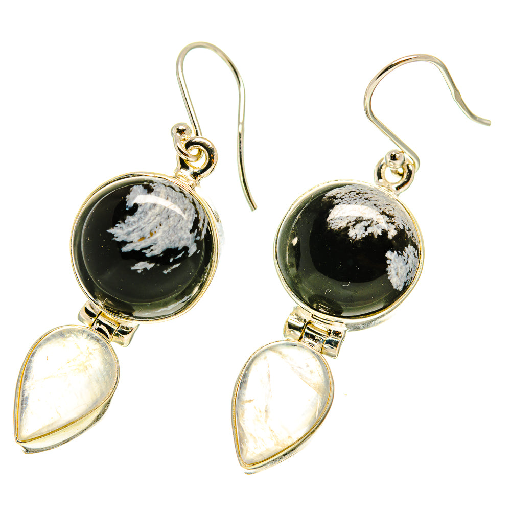 Snowflake Obsidian Earrings handcrafted by Ana Silver Co - EARR416945