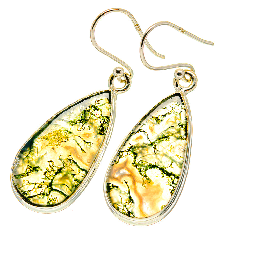 Green Moss Agate Earrings handcrafted by Ana Silver Co - EARR417088