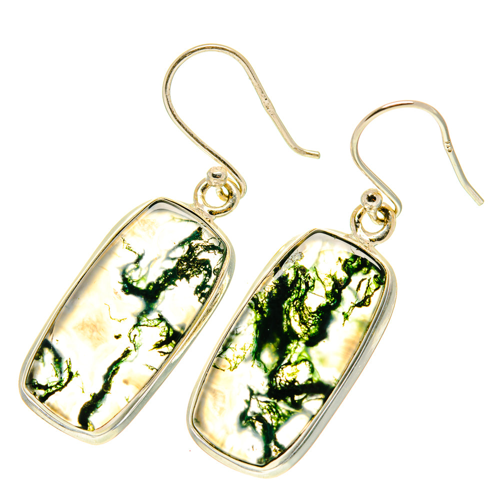 Green Moss Agate Earrings handcrafted by Ana Silver Co - EARR417103