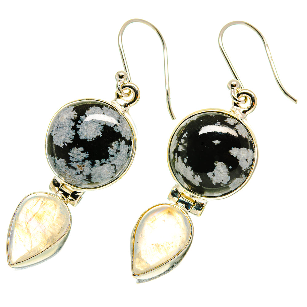 Snowflake Obsidian Earrings handcrafted by Ana Silver Co - EARR417125