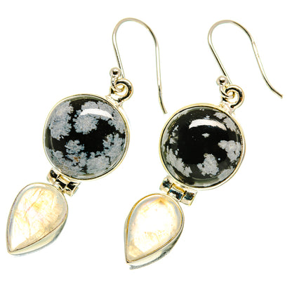 Snowflake Obsidian Earrings handcrafted by Ana Silver Co - EARR417125