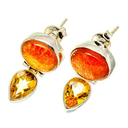Sunstone Earrings handcrafted by Ana Silver Co - EARR417130