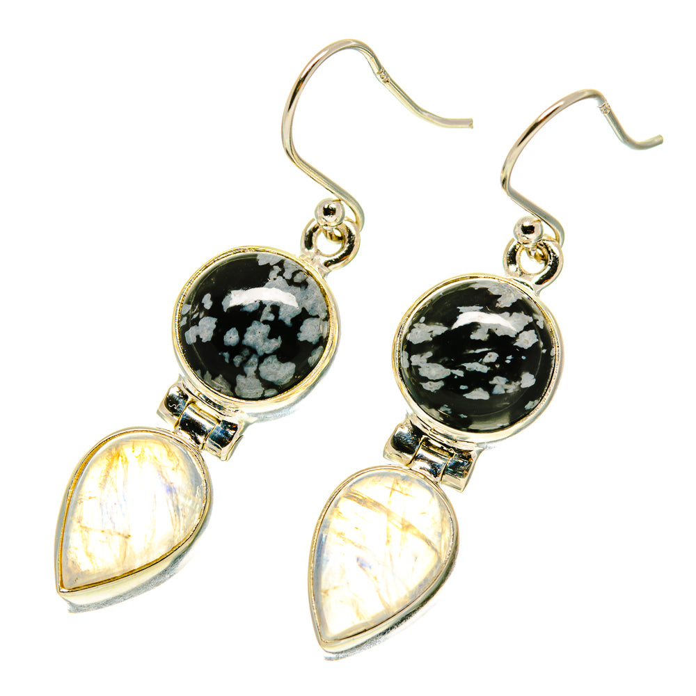 Snowflake Obsidian Earrings handcrafted by Ana Silver Co - EARR417131
