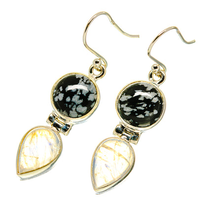 Snowflake Obsidian Earrings handcrafted by Ana Silver Co - EARR417131