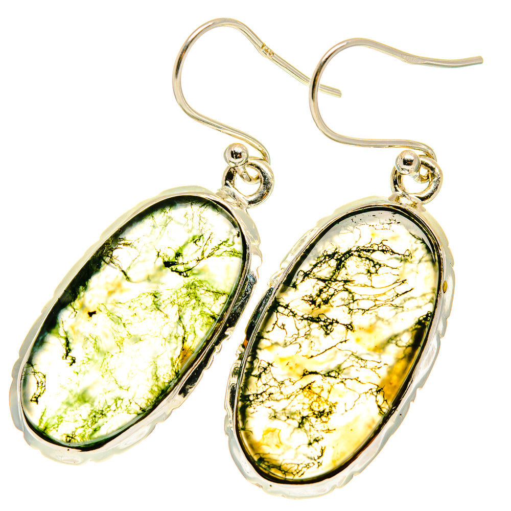Green Moss Agate Earrings handcrafted by Ana Silver Co - EARR417183