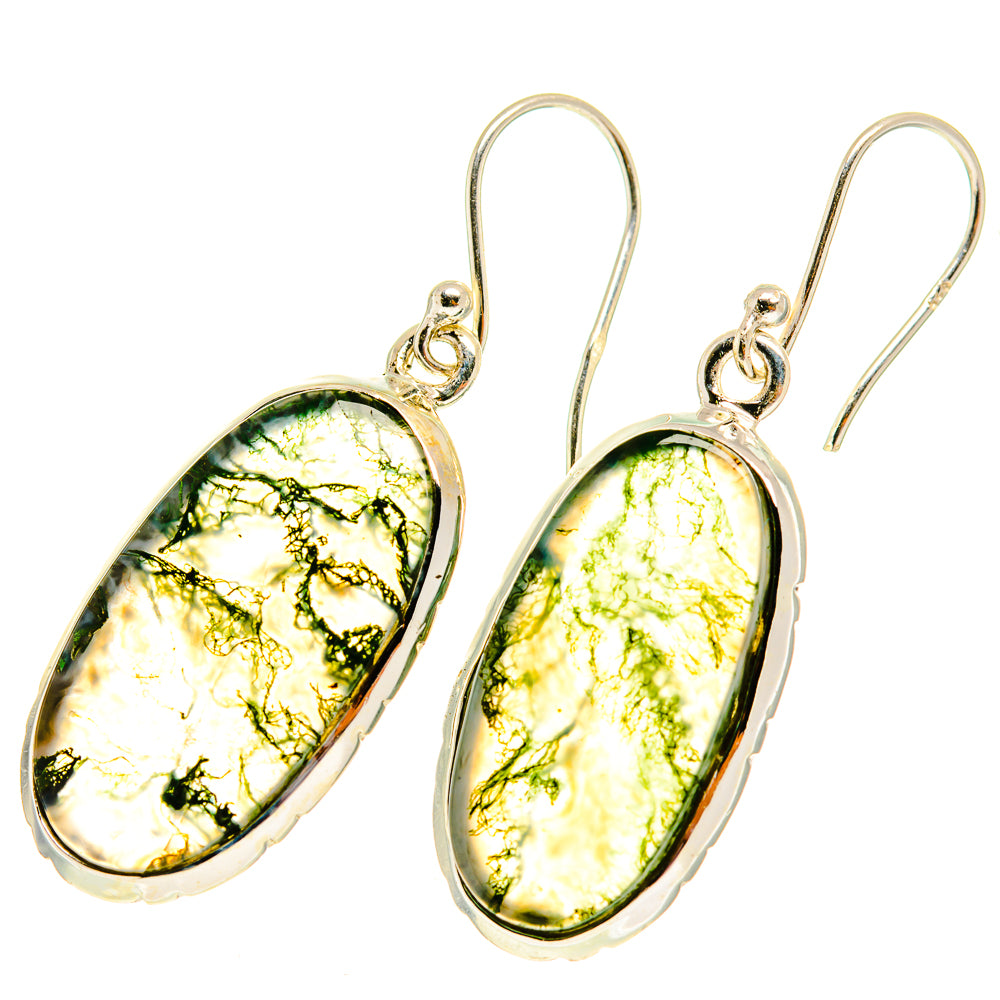 Green Moss Agate Earrings handcrafted by Ana Silver Co - EARR417245