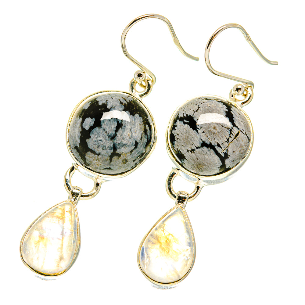 Snowflake Obsidian Earrings handcrafted by Ana Silver Co - EARR417302