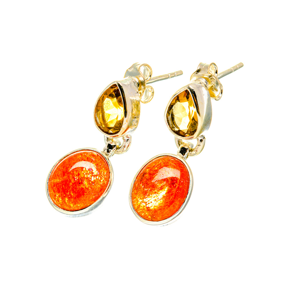 Sunstone Earrings handcrafted by Ana Silver Co - EARR417313