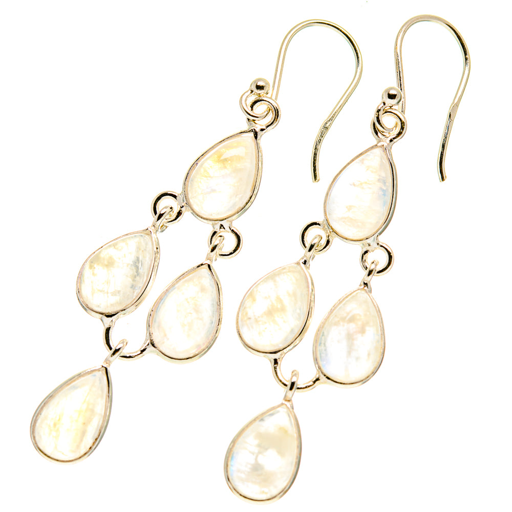 Rainbow Moonstone Earrings handcrafted by Ana Silver Co - EARR417330