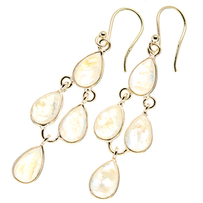 Rainbow Moonstone Earrings handcrafted by Ana Silver Co - EARR417330