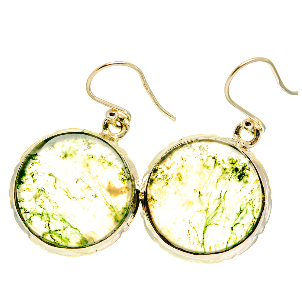 Green Moss Agate Earrings handcrafted by Ana Silver Co - EARR417357